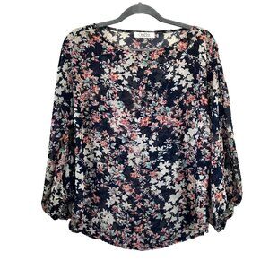 Carla Mink Made in Portland, OR Floral‎ Semi Sheer Split Sleeve Women's Blouse.